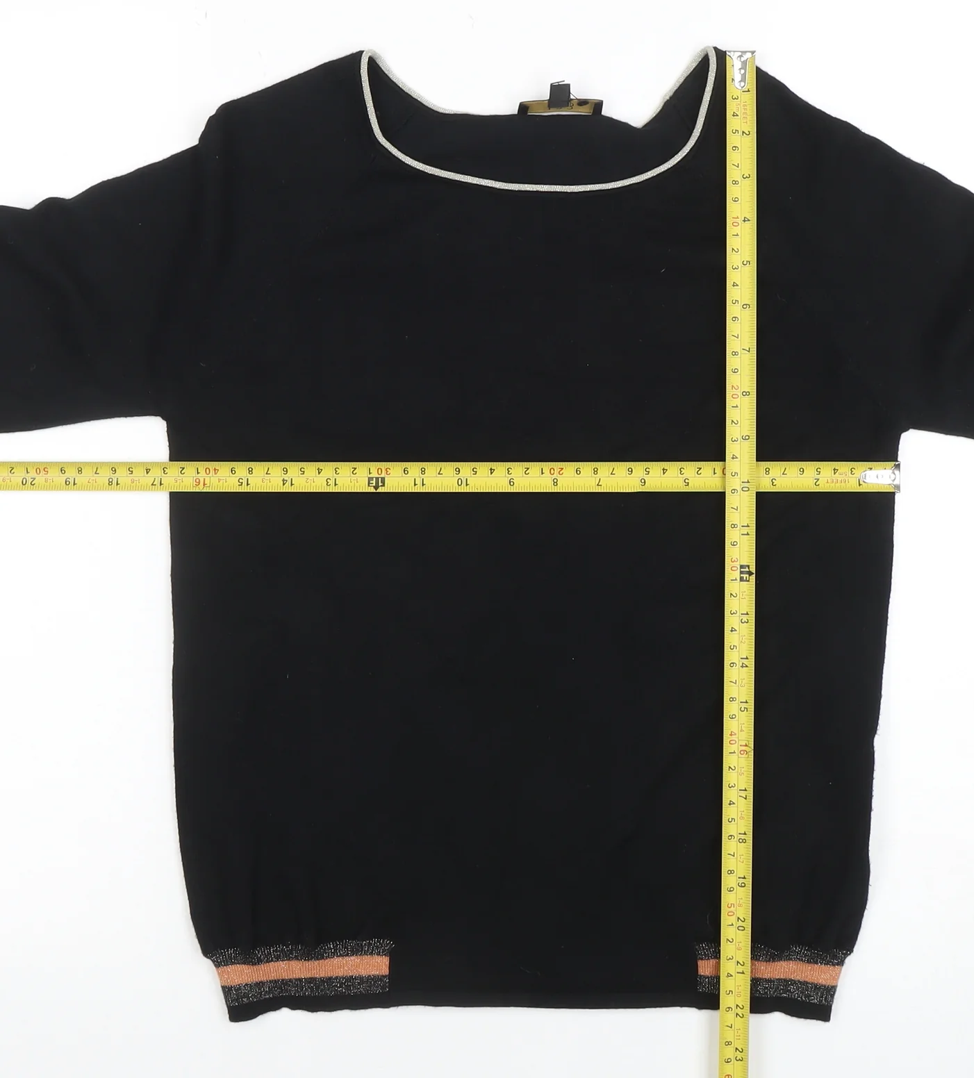 1.2.3 Paris Women's Black Boat Neck Knit Blouse Size 8 - Image 2