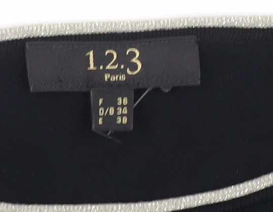 1.2.3 Paris Women's Black Boat Neck Knit Blouse Size 8 - Image 4