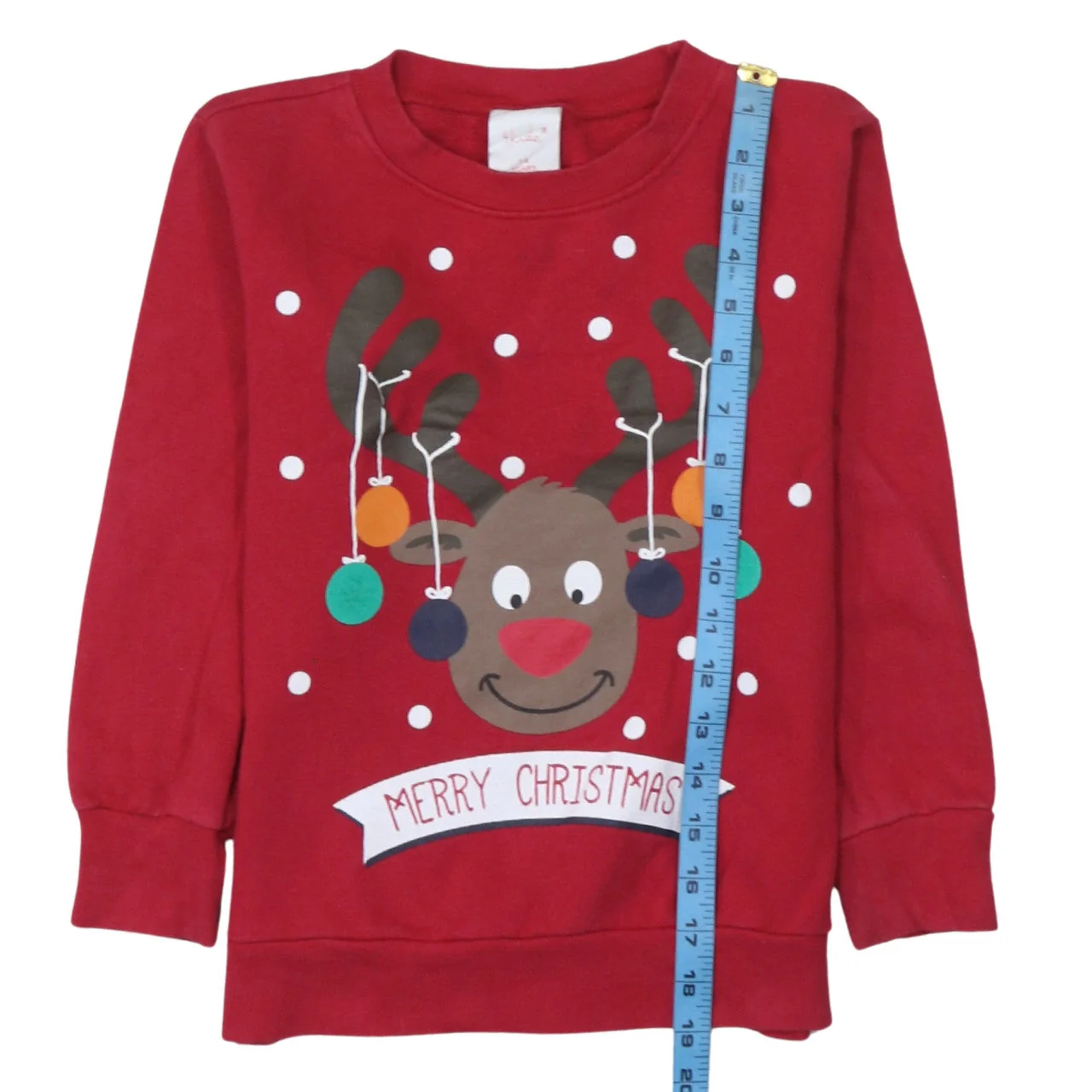 4Kidz Girls Red Reindeer Christmas Pullover Sweatshirt 7-8 Years - Image 2