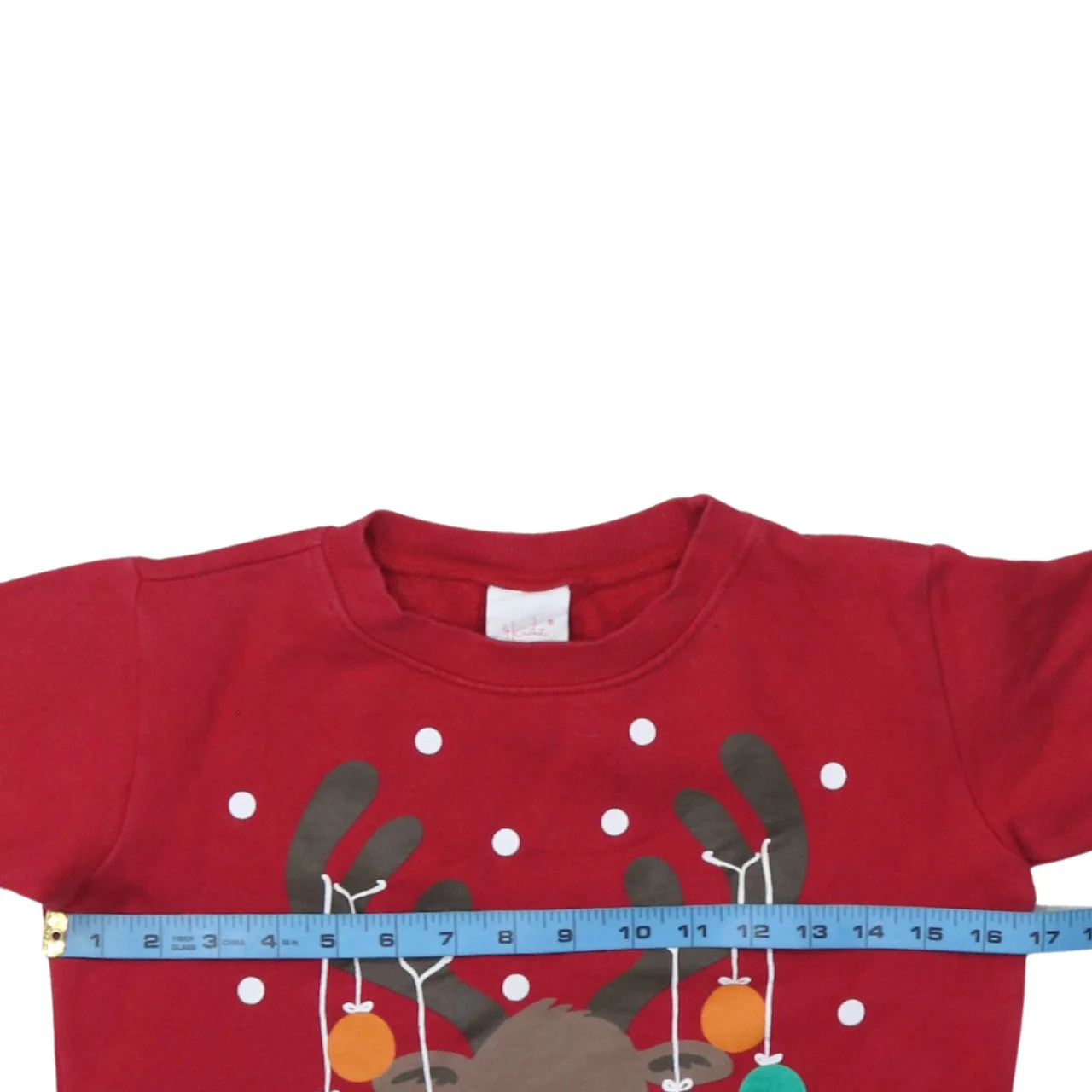 4Kidz Girls Red Reindeer Christmas Pullover Sweatshirt 7-8 Years - Image 3