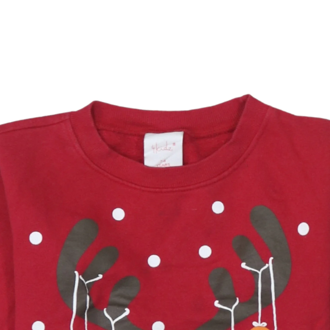 4Kidz Girls Red Reindeer Christmas Pullover Sweatshirt 7-8 Years - Image 7