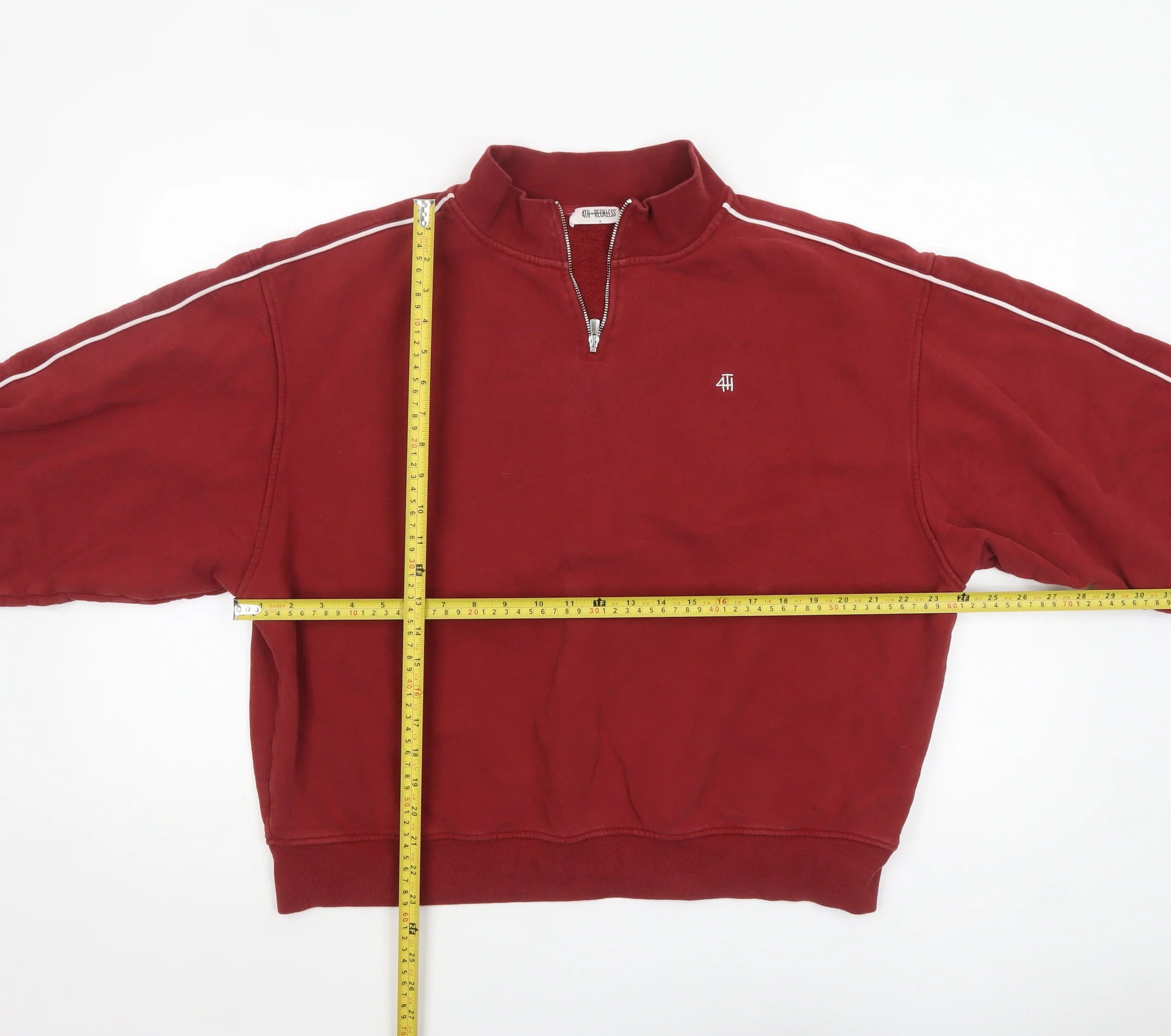 4th & Reckless Women Red 1/4 Zip Sweatshirt XL Cotton Blend Casual - Image 2