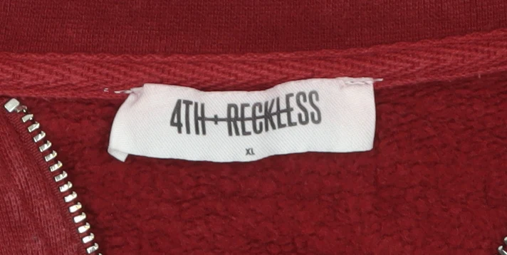 4th & Reckless Women Red 1/4 Zip Sweatshirt XL Cotton Blend Casual - Image 5