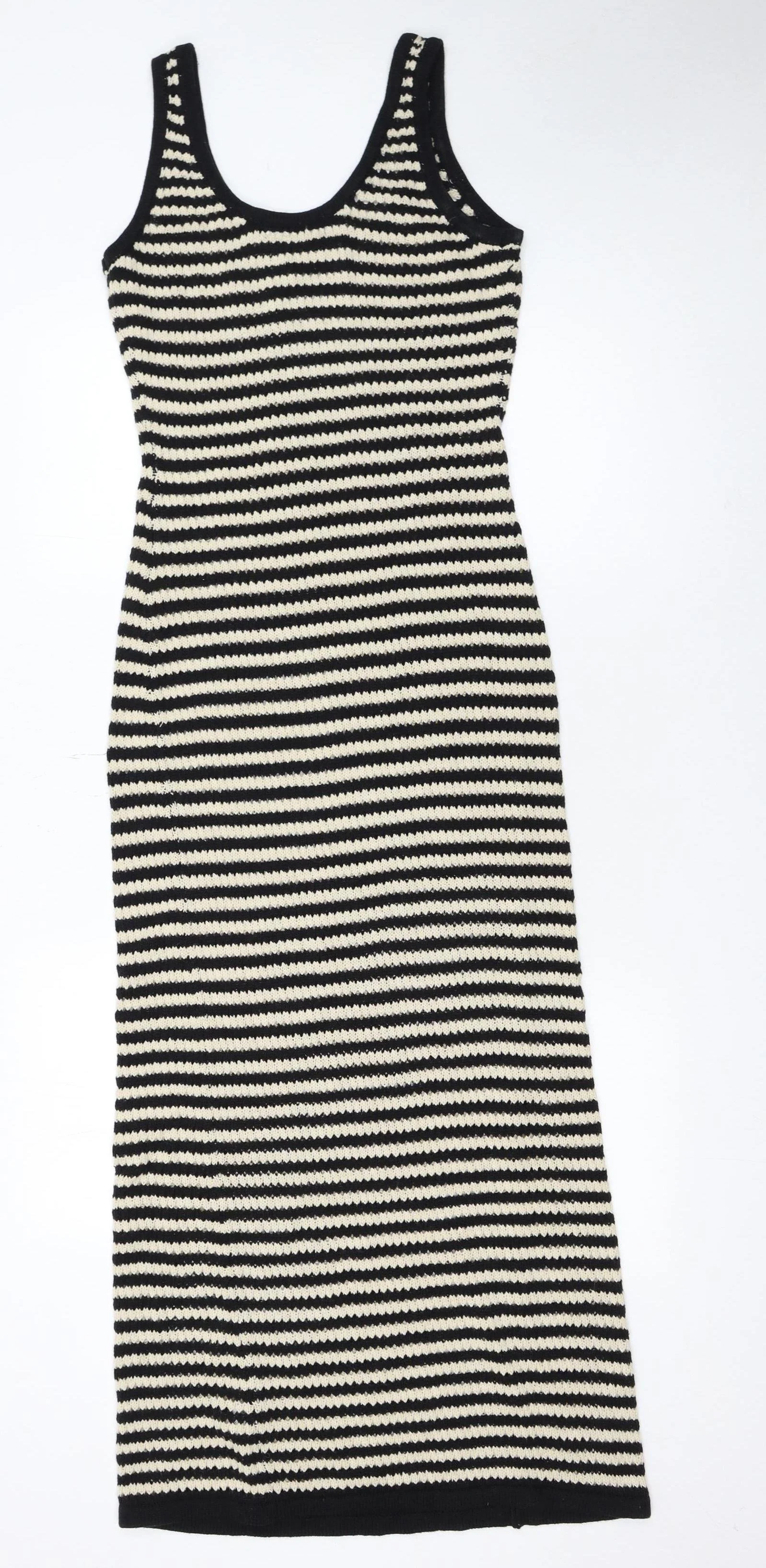 4th + Reckless Women’s Black Stripe Knit Bodycon Midi Dress Size 6 - Image 3