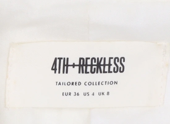 4th + Reckless Women's Ivory Short Sleeve Linen Blend Blazer UK 8 - Image 4