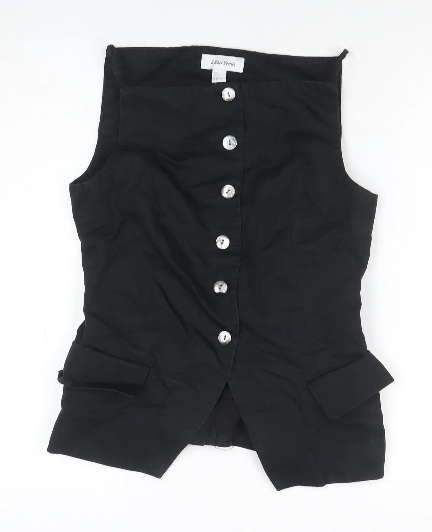 8 Other Reasons Women Black Linen Blend Button-Up Blouse Size 8