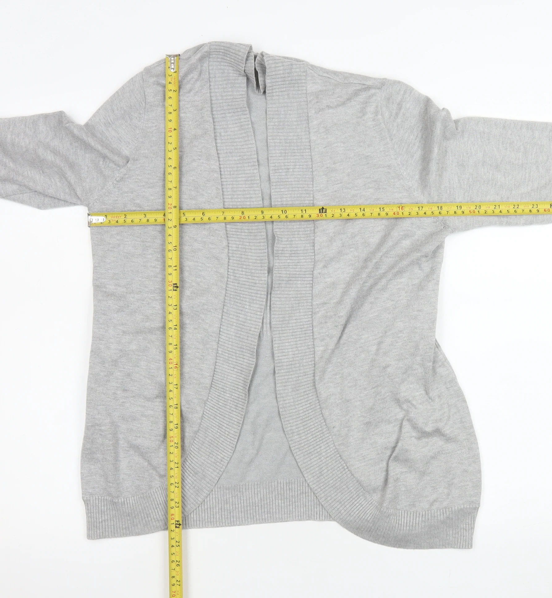 89th & Madison Women's Grey Knit Open Cardigan Size M - Image 2