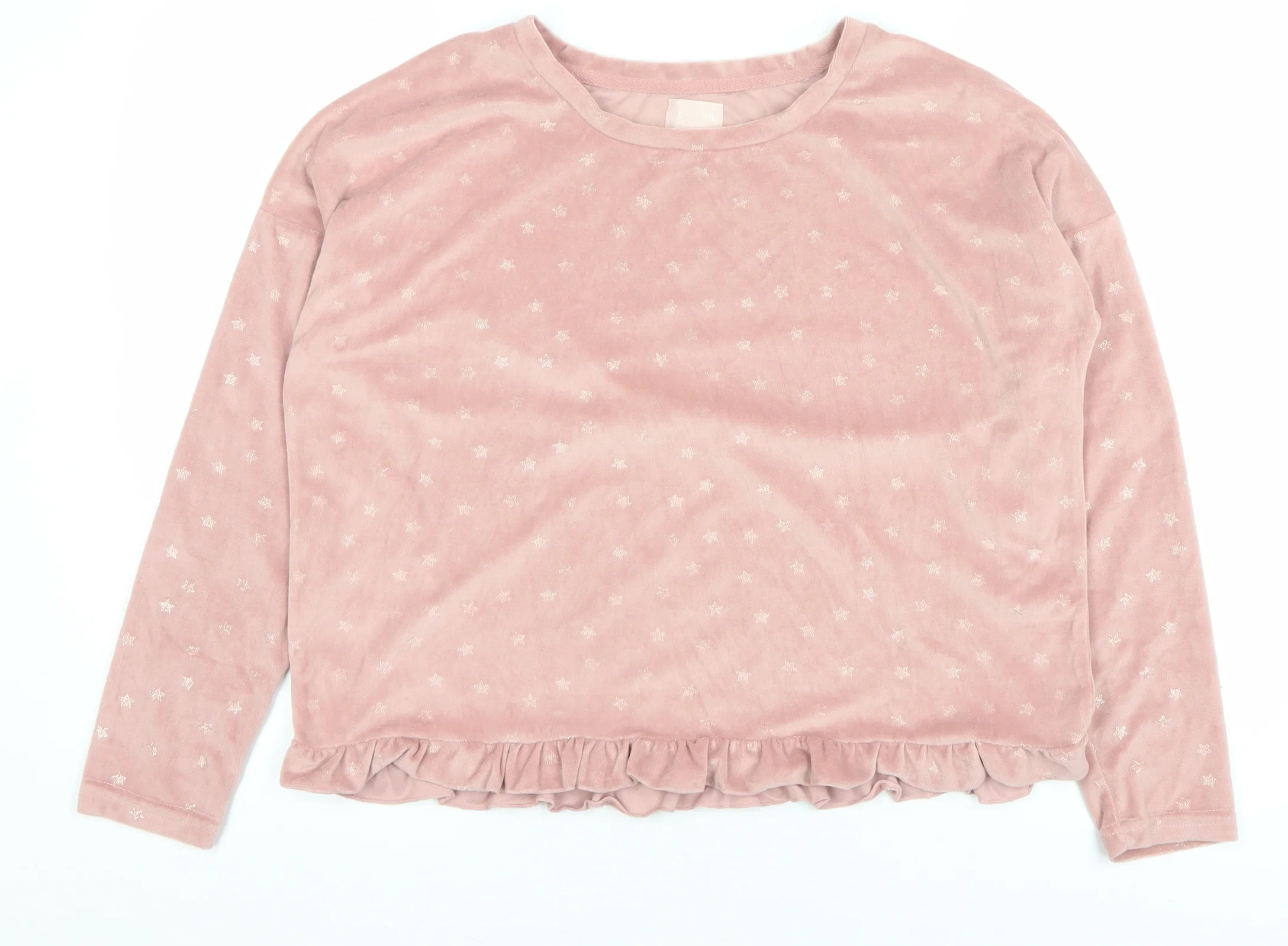 A La Mode Women's Pink Velour Star Pyjama Top Size 12