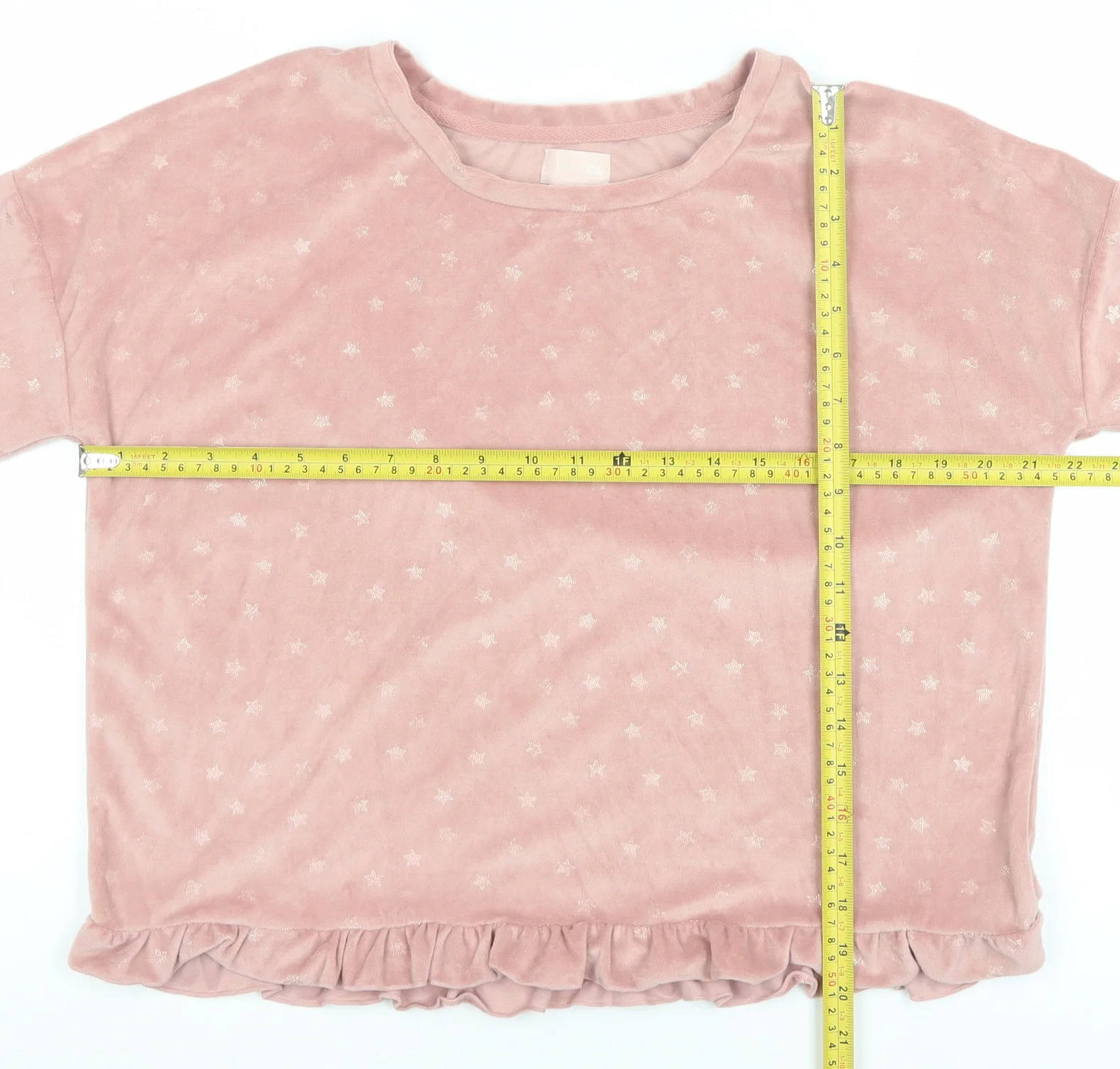 A La Mode Women's Pink Velour Star Pyjama Top Size 12 - Image 2