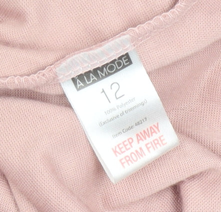 A La Mode Women's Pink Velour Star Pyjama Top Size 12 - Image 5