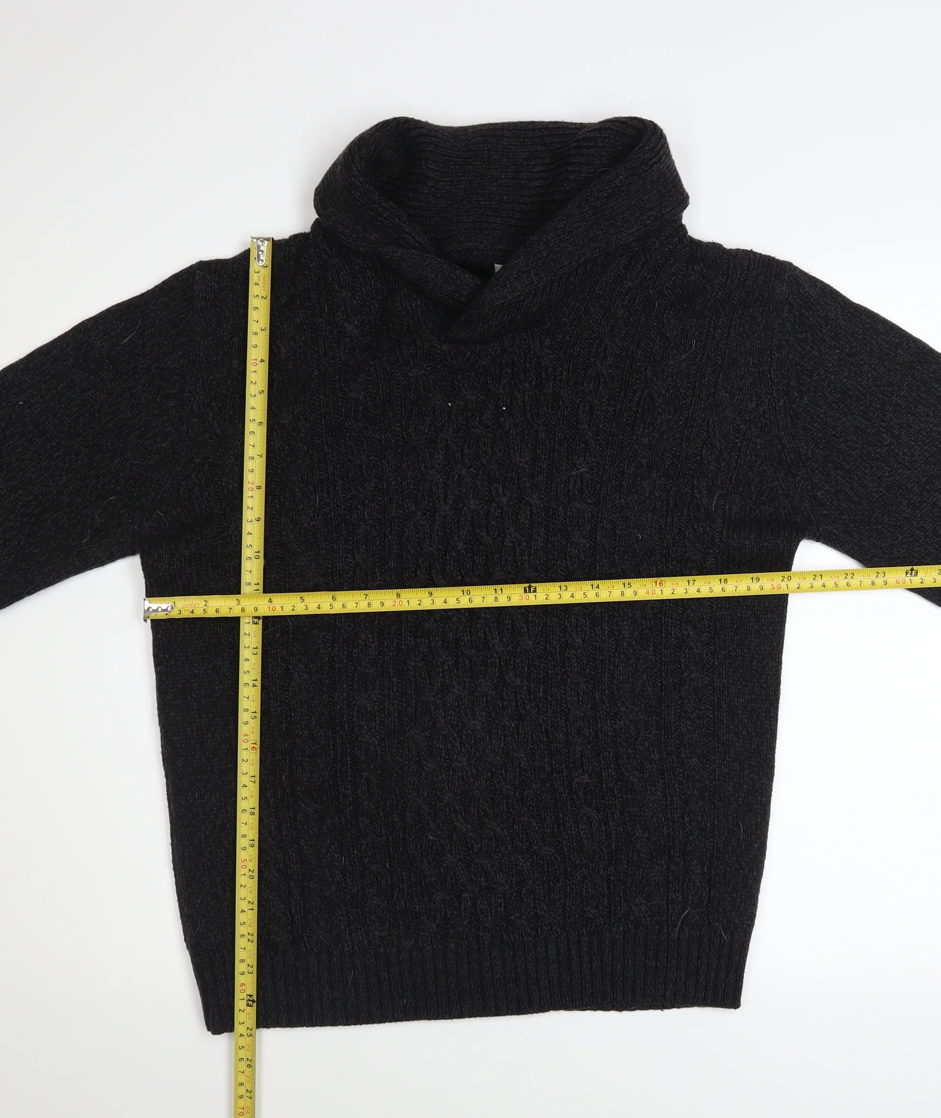 A&W85 Men's Black Cable-Knit Roll Neck Pullover Jumper Size M - Image 2