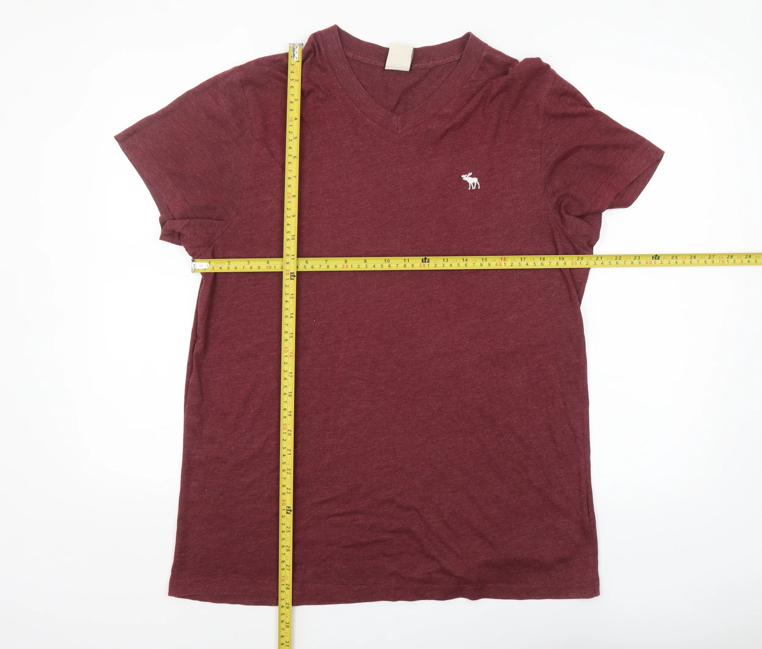 Abercrombie & Fitch Men's Red XL V-Neck Short Sleeve T-Shirt - Image 2
