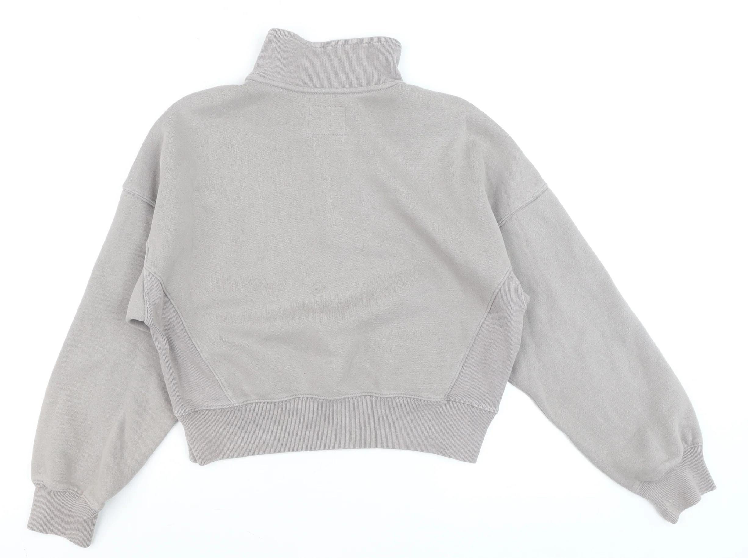 Abercrombie & Fitch Women Grey 1/4 Zip High Neck Sweatshirt XS - Image 3