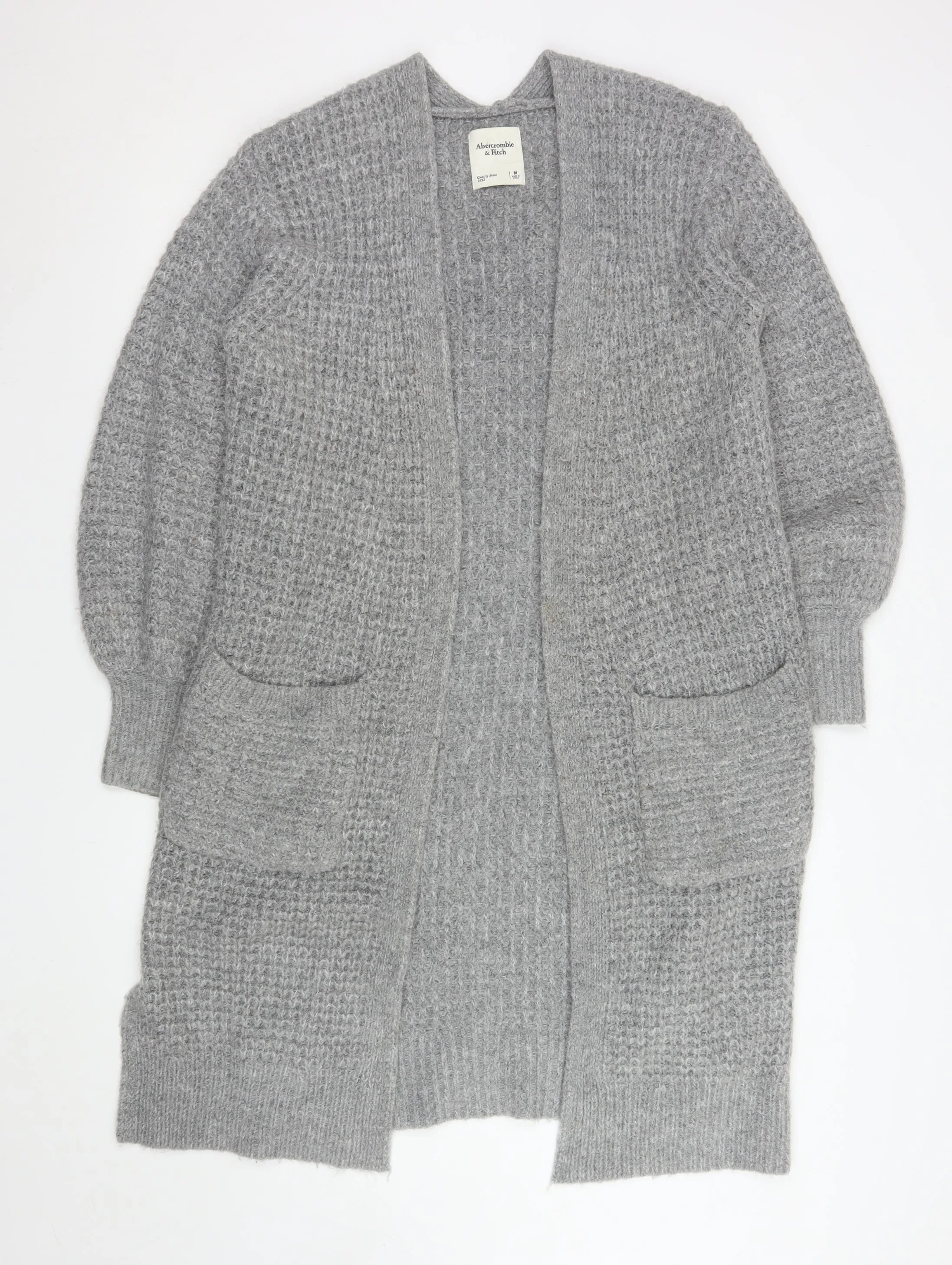 Abercrombie & Fitch Women Grey Chunky Knit Longline Cardigan M