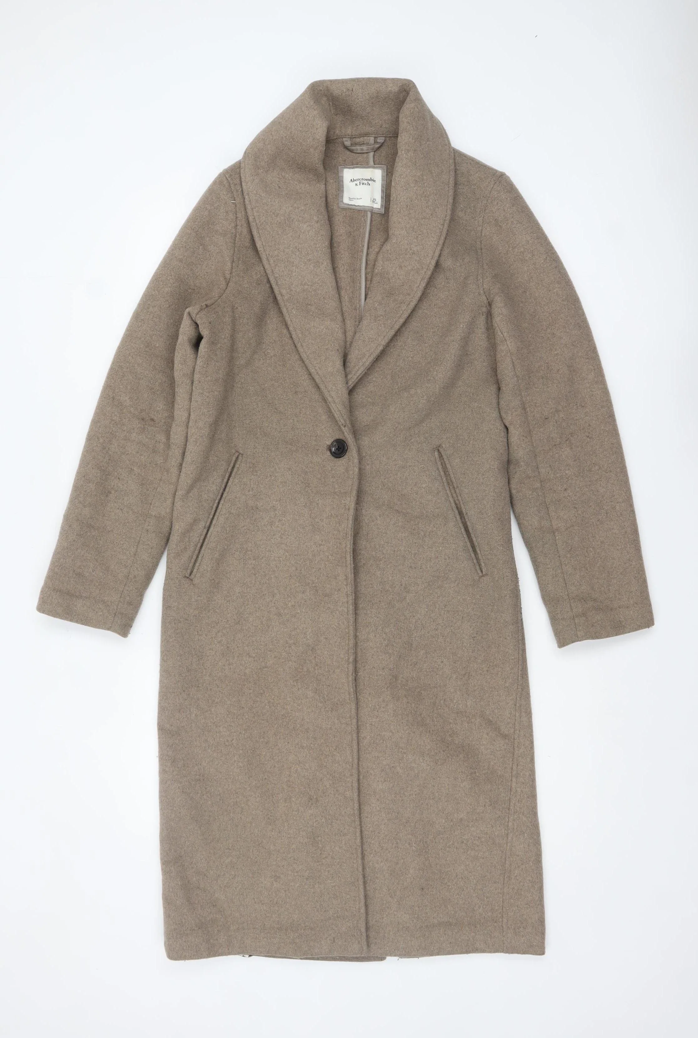 Abercrombie & Fitch Womens Beige Wool Long Overcoat XS