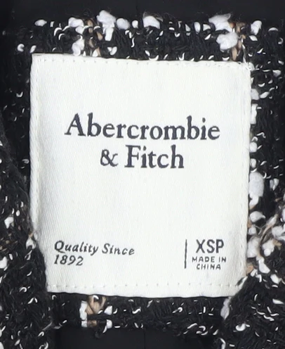 Abercrombie & Fitch Womens Black Tweed Check Blazer XS Petite - Image 4