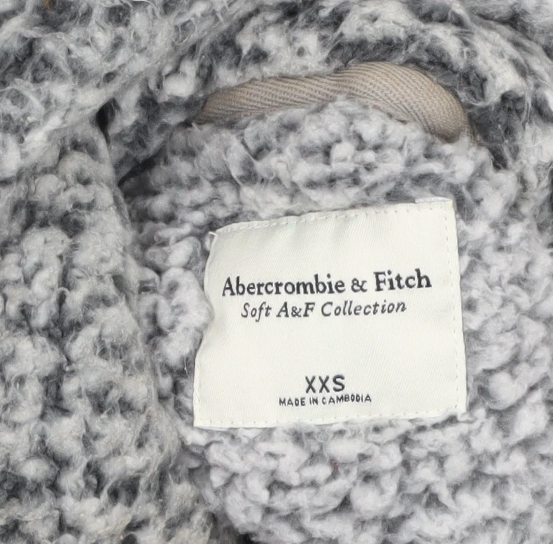 Abercrombie & Fitch Women's Grey Fleece 1/2 Zip Pullover Sweatshirt XXS - Image 5
