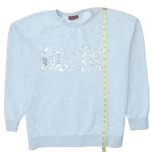 AC/DC Women's Grey Sequin Logo Pullover Sweatshirt UK 14 - Image 2