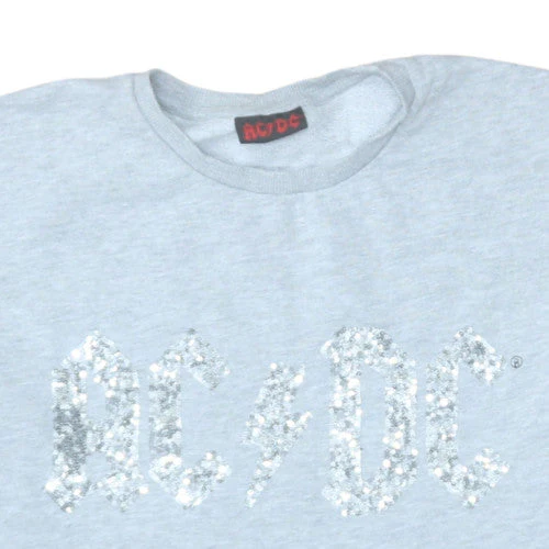 AC/DC Women's Grey Sequin Logo Pullover Sweatshirt UK 14 - Image 7