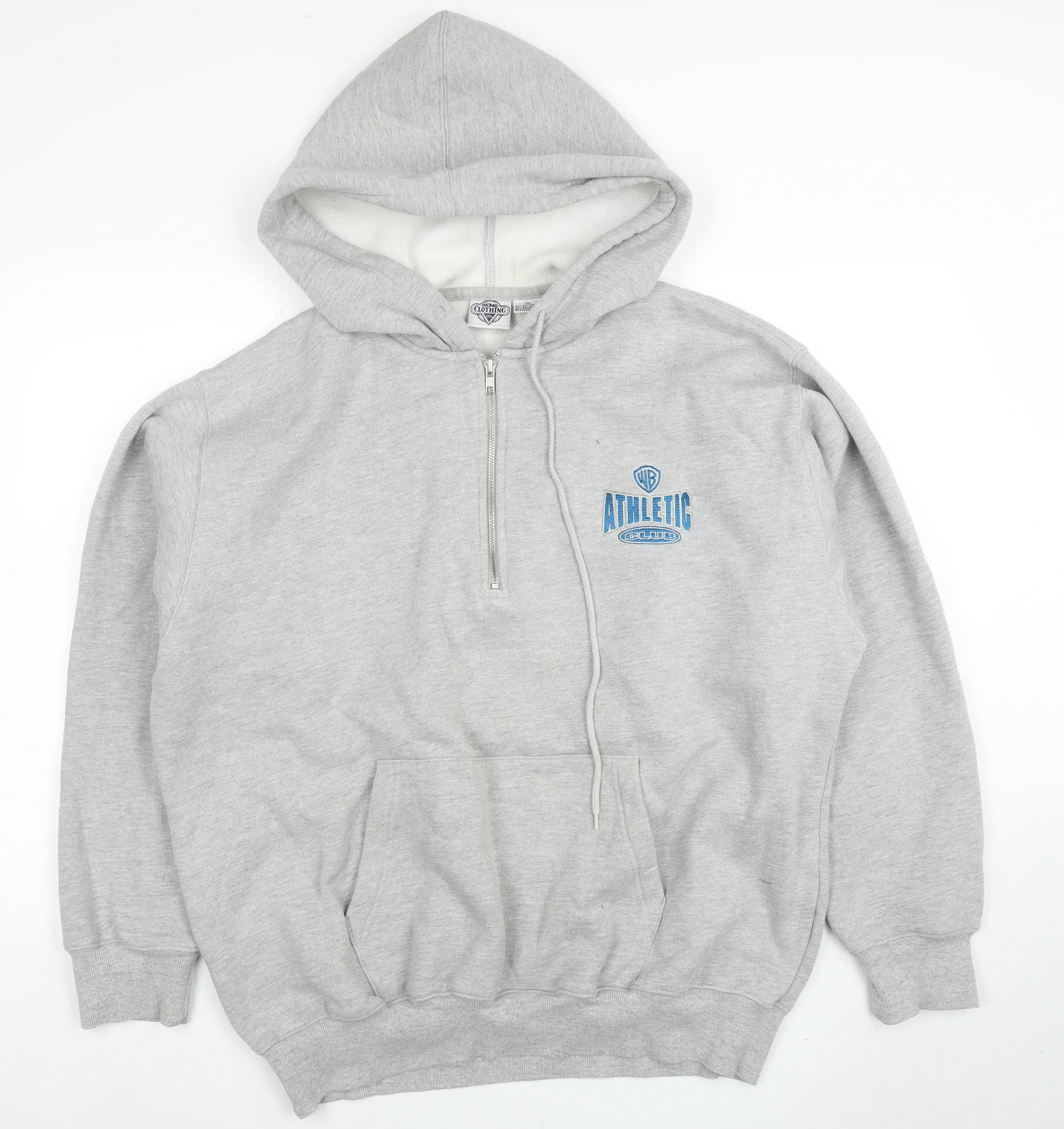 Acme Clothing Co. Mens Grey XL 1/2 Zip Hoodie Warner Bros Graphic