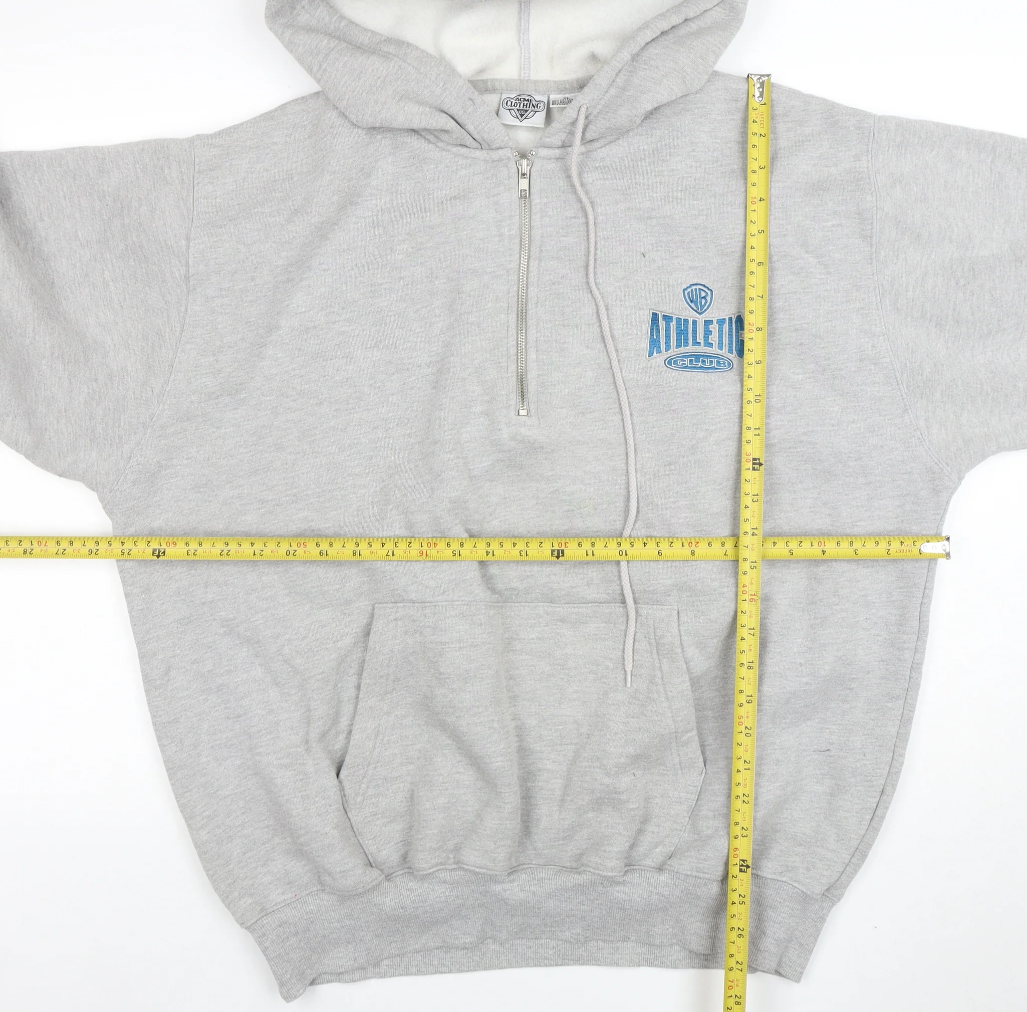 Acme Clothing Co. Mens Grey XL 1/2 Zip Hoodie Warner Bros Graphic - Image 2