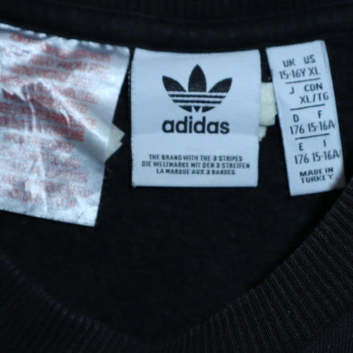 Adidas Boys Black Crew Neck Pullover Sweatshirt XL 15-16Y Logo Cotton Blend - Image 5