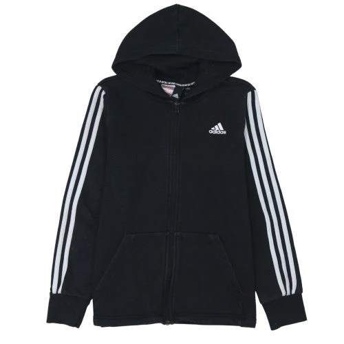 Adidas Boys Black Full Zip Hoodie Size 160cm Classic Sportswear