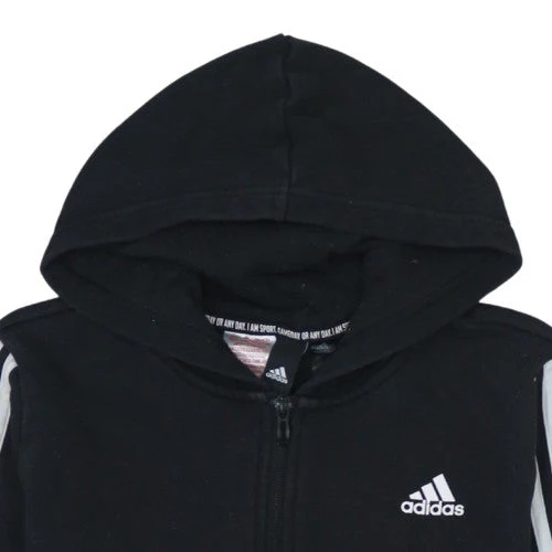 Adidas Boys Black Full Zip Hoodie Size 160cm Classic Sportswear - Image 8