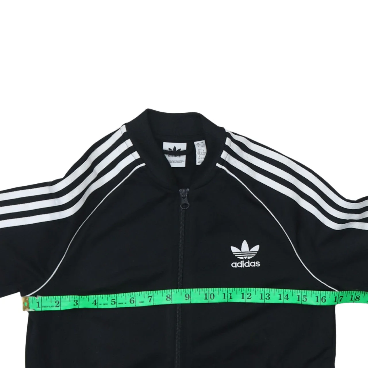 Adidas Boys Black Full Zip Sweatshirt 12-13 Years Classic 3-Stripes Track Top - Image 2