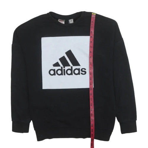 Adidas Boys Black Logo Crew Neck Pullover Sweatshirt 13-14 Years - Image 2
