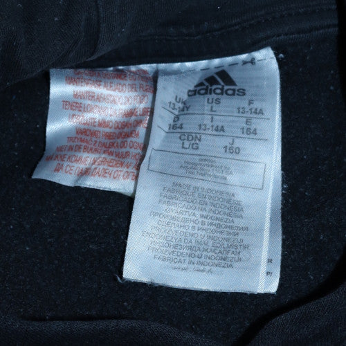 Adidas Boys Black Pullover Hoodie 13-14 Years Fleece Lined Logo Sweatshirt - Image 5