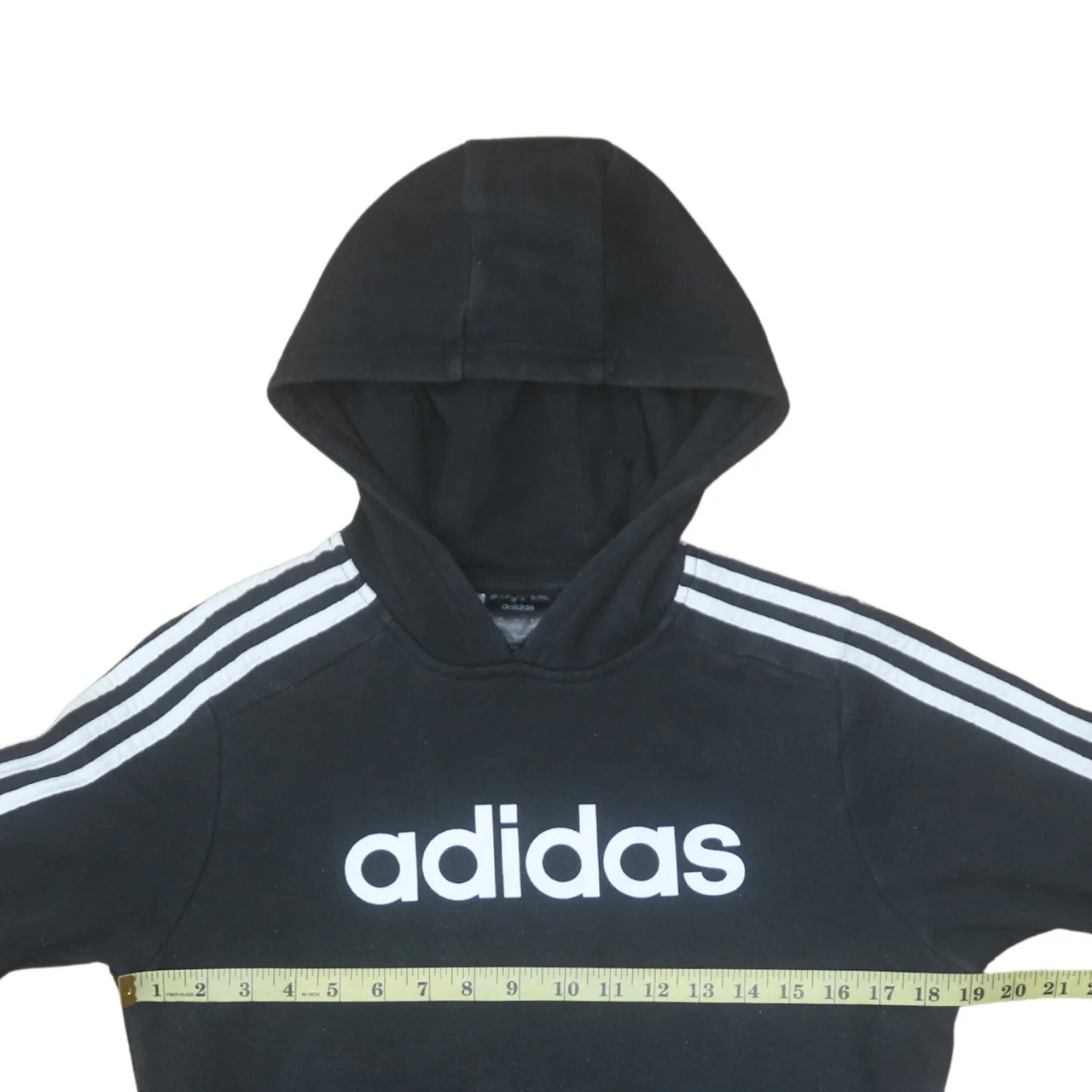 adidas Boys Black Pullover Hoodie 13-14 Years Fleece Sports Sweatshirt - Image 2