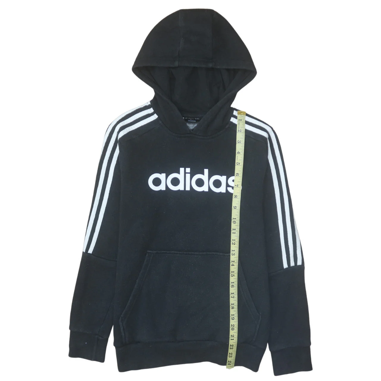 adidas Boys Black Pullover Hoodie 13-14 Years Fleece Sports Sweatshirt - Image 3
