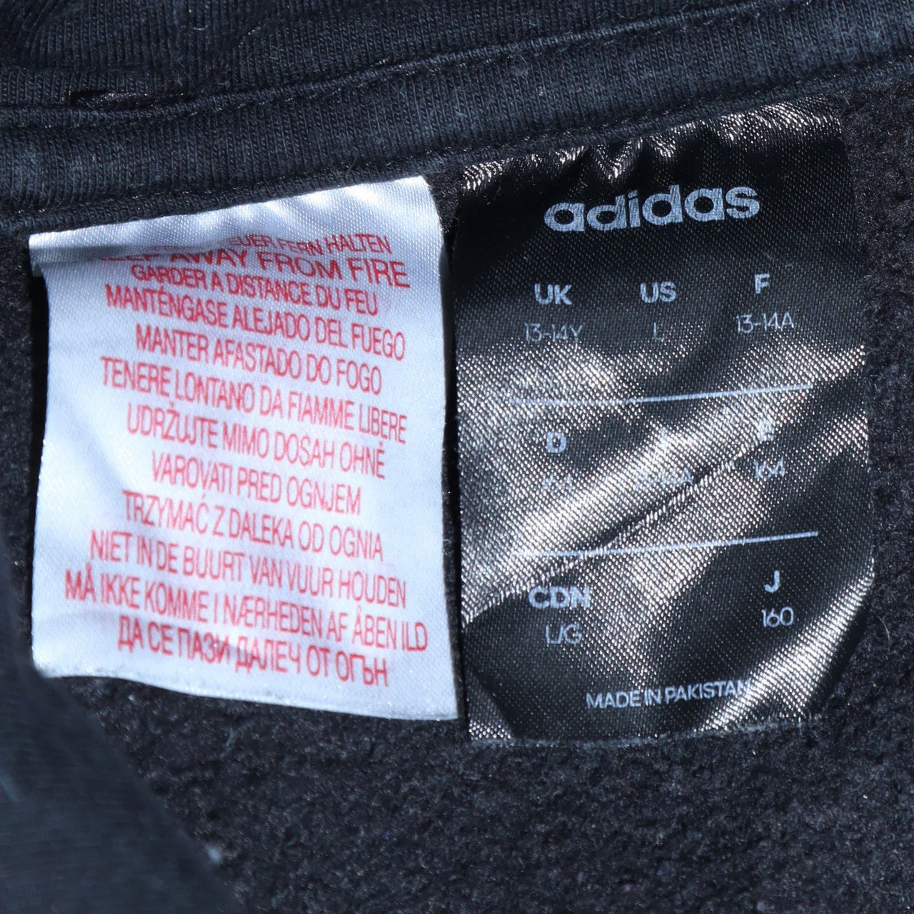 adidas Boys Black Pullover Hoodie 13-14 Years Fleece Sports Sweatshirt - Image 6