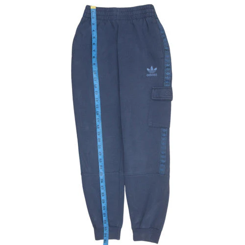 adidas Boys Blue Cargo Jogger Sweatpants 11-12 Years Cotton Fleece - Image 2