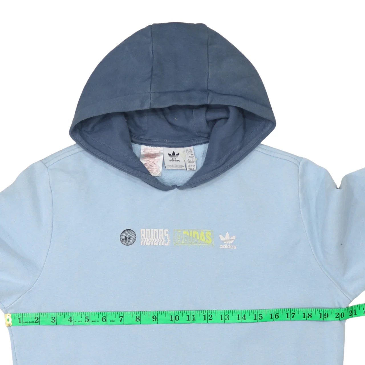 Adidas Boys Blue Graphic Print Pullover Hoodie 15-16 Years Cotton Blend - Image 3