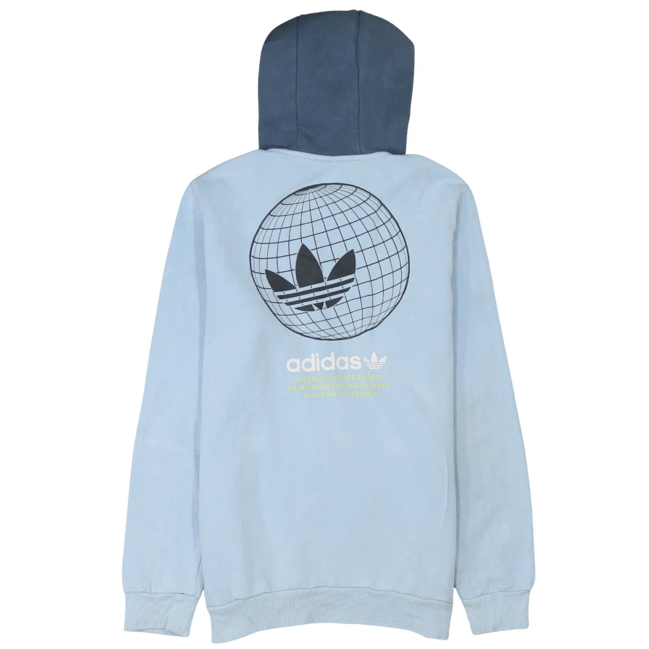 Adidas Boys Blue Graphic Print Pullover Hoodie 15-16 Years Cotton Blend - Image 4