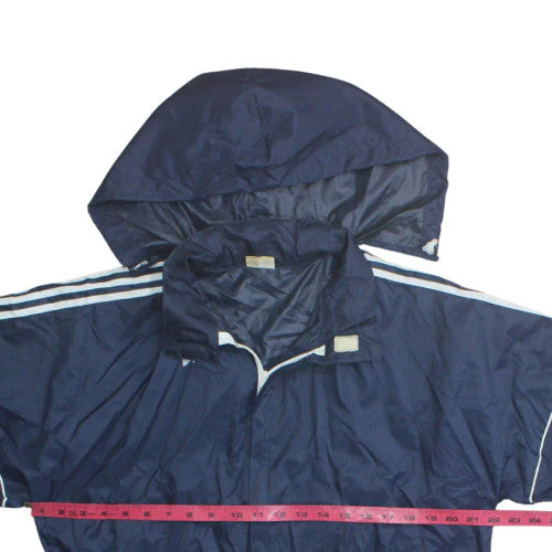 Adidas Boys Blue Hooded Windbreaker Jacket Size 14 Years Lightweight Sports - Image 3