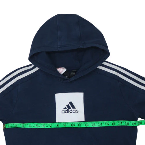 Adidas Boys Blue Pullover Hoodie 13-14 Years Regular Fit Fleece Sweatshirt - Image 2