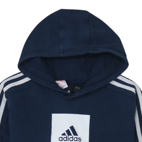 Adidas Boys Blue Pullover Hoodie 13-14 Years Regular Fit Fleece Sweatshirt - Image 7