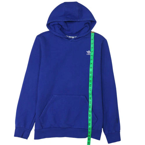 Adidas Boys Blue Pullover Hoodie 15-16 Years Fleece Trefoil Logo Sweatshirt - Image 3