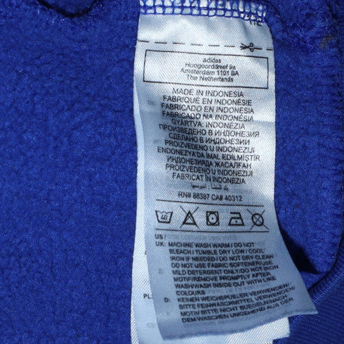 Adidas Boys Blue Pullover Hoodie 15-16 Years Fleece Trefoil Logo Sweatshirt - Image 6