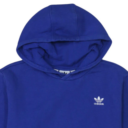 Adidas Boys Blue Pullover Hoodie 15-16 Years Fleece Trefoil Logo Sweatshirt - Image 7