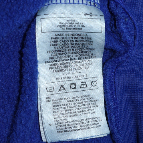 Adidas Boys Blue Pullover Hoodie XL 15-16 Years Cotton Blend Fleece - Image 6