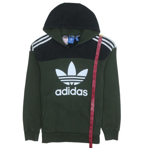 adidas Boys Green Pullover Fleece Hoodie 13-14 Years Logo Hooded Sweatshirt - Image 2