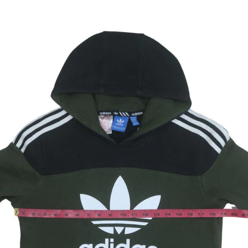 adidas Boys Green Pullover Fleece Hoodie 13-14 Years Logo Hooded Sweatshirt - Image 3