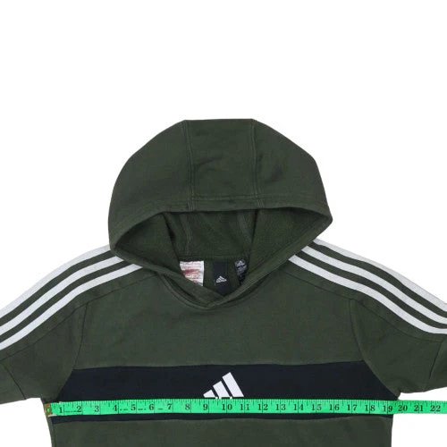 Adidas Boys Green Pullover Hoodie 13-14 Years Fleece Logo Sweatshirt - Image 2
