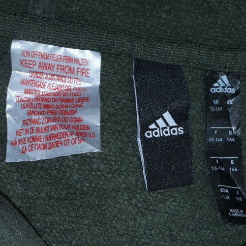 Adidas Boys Green Pullover Hoodie 13-14 Years Fleece Logo Sweatshirt - Image 5