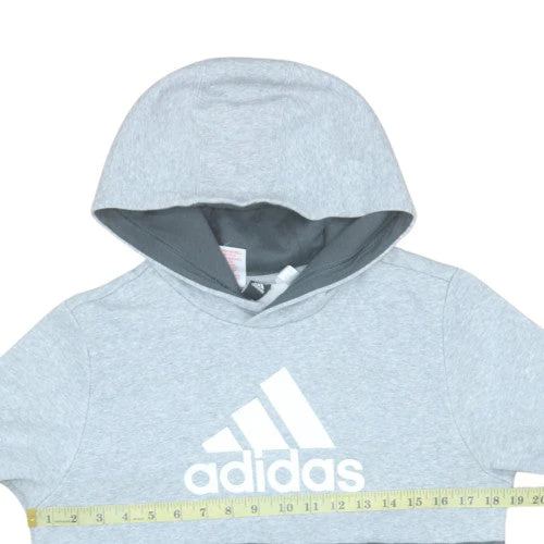 Adidas Boys Grey Colourblock Pullover Hoodie Size 14 Years Regular Fit - Image 2