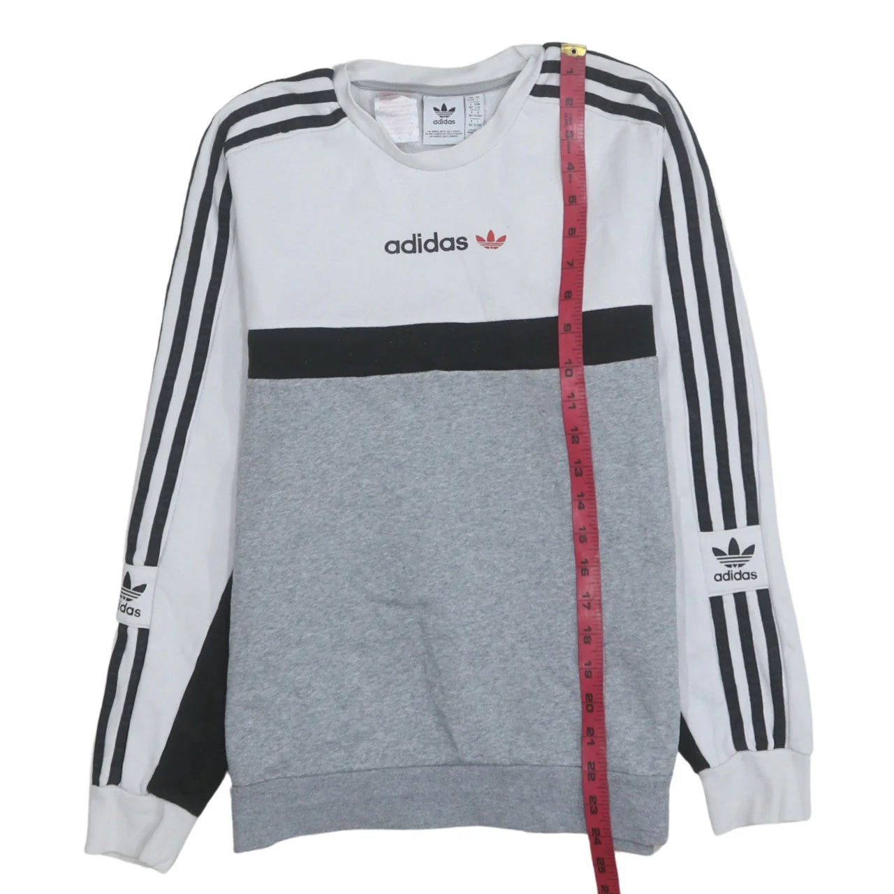 Adidas Boys Grey Colourblock Sweatshirt 13-14 Years Pullover Crew Neck - Image 3